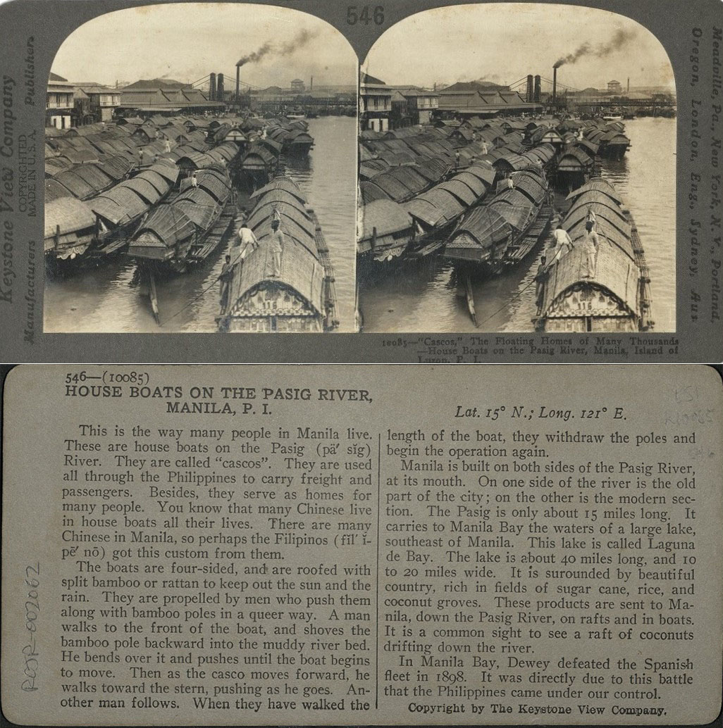 “Cascos,” The Floating Homes of Many Thousands – House Boats on the Pasig River, Manila, Island of Luzon, P. I.